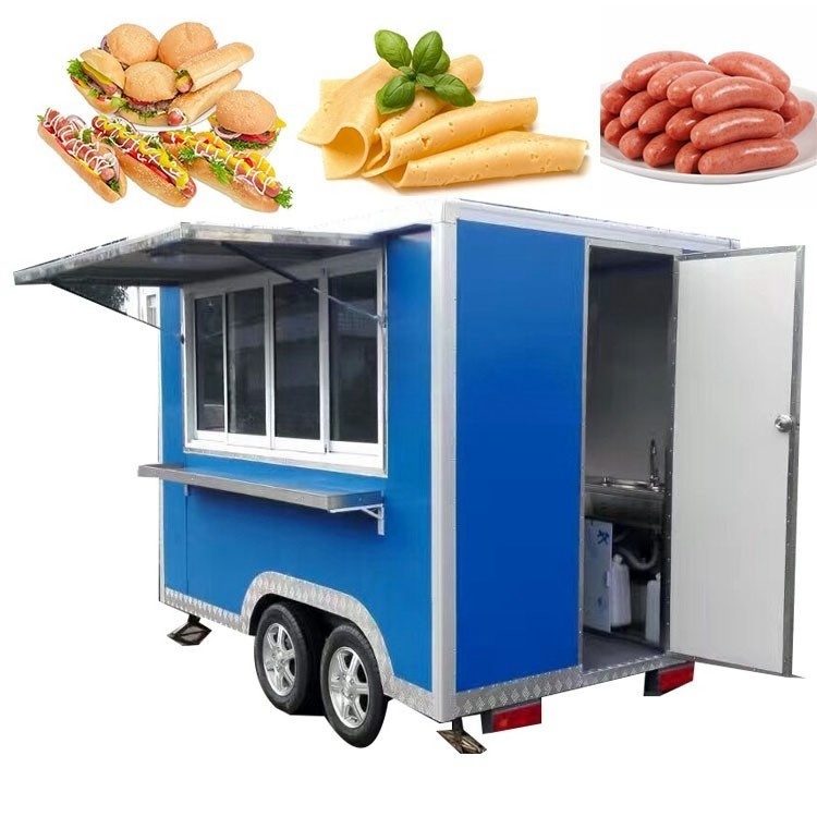 Large Size Food Caravan Camper Kitchen Restaurant Fast Food Kiosk Mobile Grill BBQ Pizza Truck