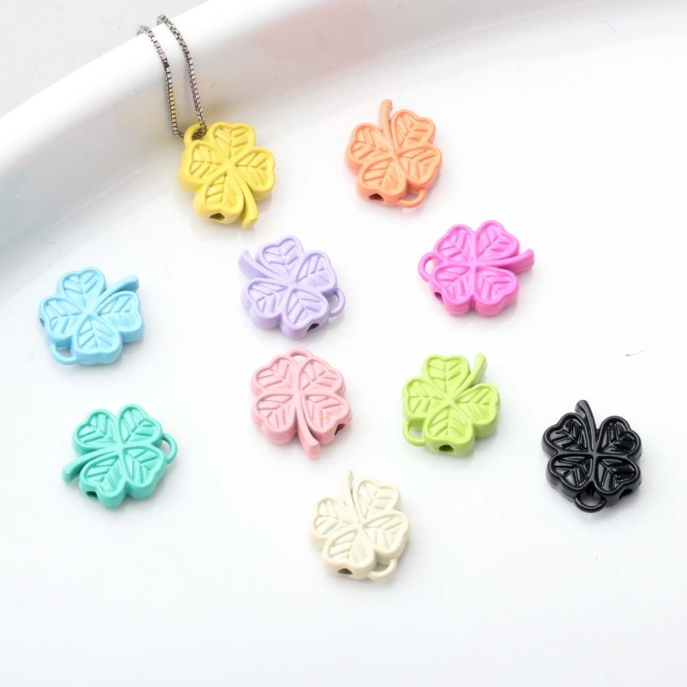 Top Quality Bracelet Necklace DIY Accessories Four-Leaf Clover Loose Beads Wholesale Multi Color Zinc Alloy Pendant