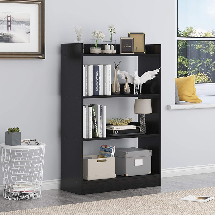 Easy Assemble 4 Sheleves Storage Space Modern White Metal Book Shelf Library Furnitures Bookcase