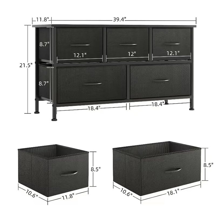 Wholesale Factory Price 5 Drawers Dresser Storage Cloth Storage Box Closet Dresser Drawer Organizer