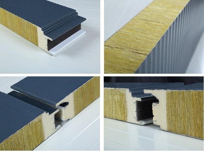 Customized insulated rock wool sandwich roofing panels fireproof sandwich panel for warehouse steel structure