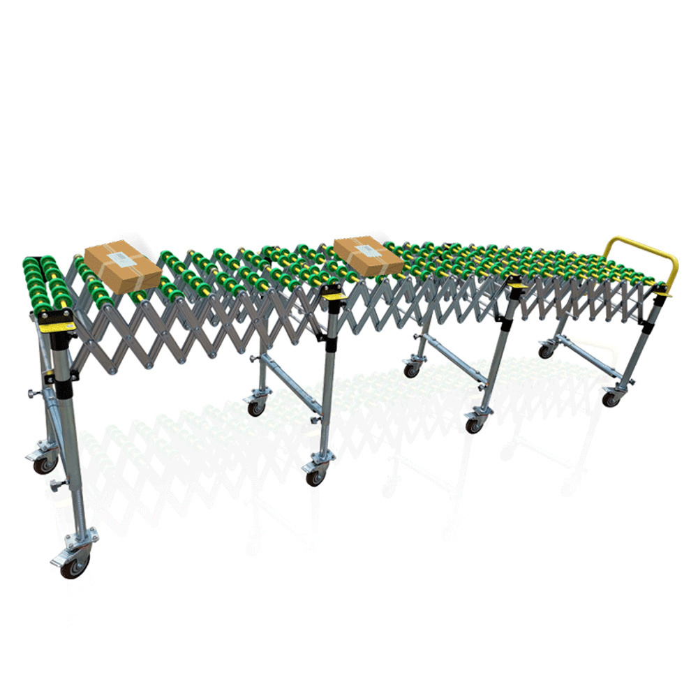 Gravity Conveying Line 90 Degree 180 Degree Turning ABS Telescopic Skate Wheels Conveyor