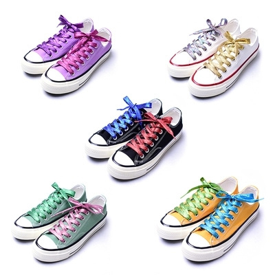 Multi color wholesale custom shiny shoe lace flat glitter shoelace for sneaker athletic boot