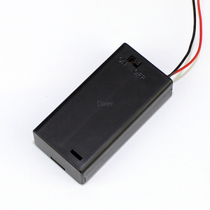 Black White Color 2 AA Battery Holder High Quantity Battery Holder Hot Sale Battery Holder With Switch And Cover Wire Leads