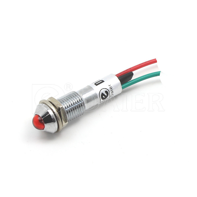 8MM Red LED Indicator Lights Metal 5/16