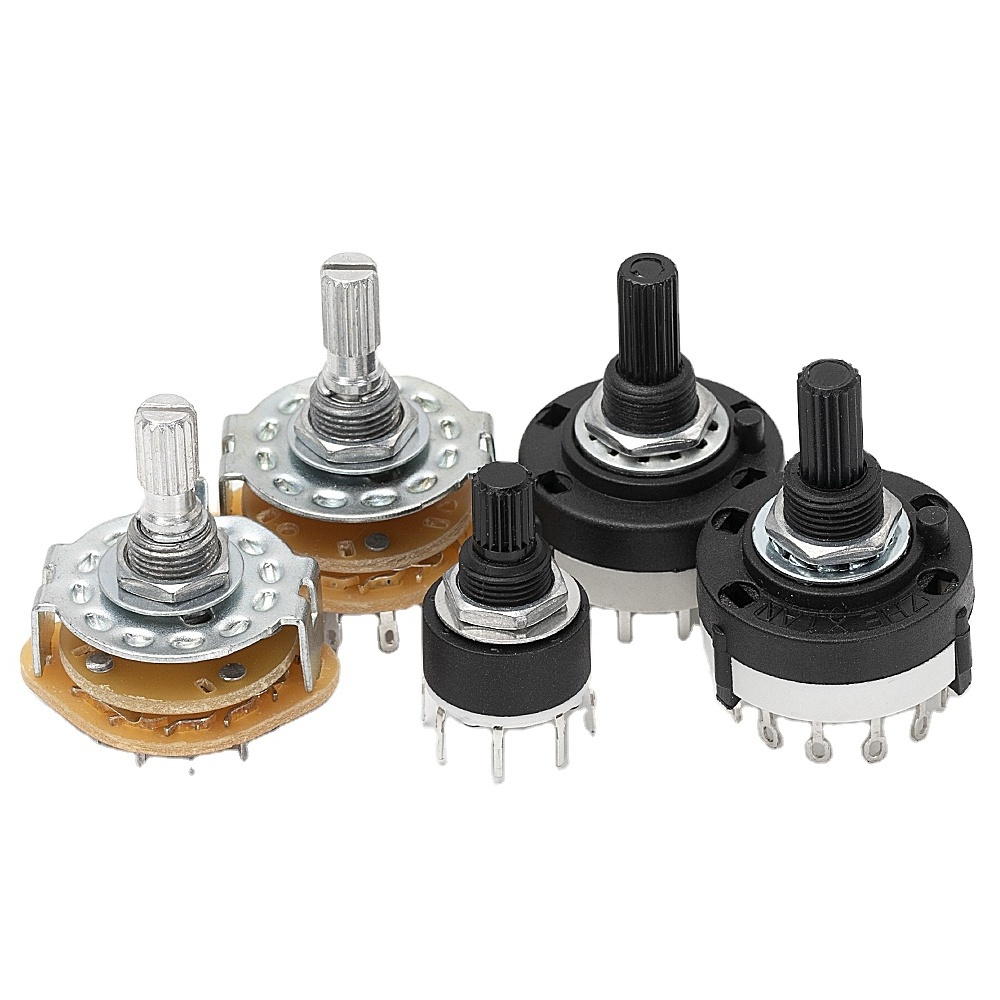 Metal 1/2/3/4/6 Poles 2/3/4/6/12 Position Electric Rotary Switch With 20MM 18 Teeth Knurl Shaft