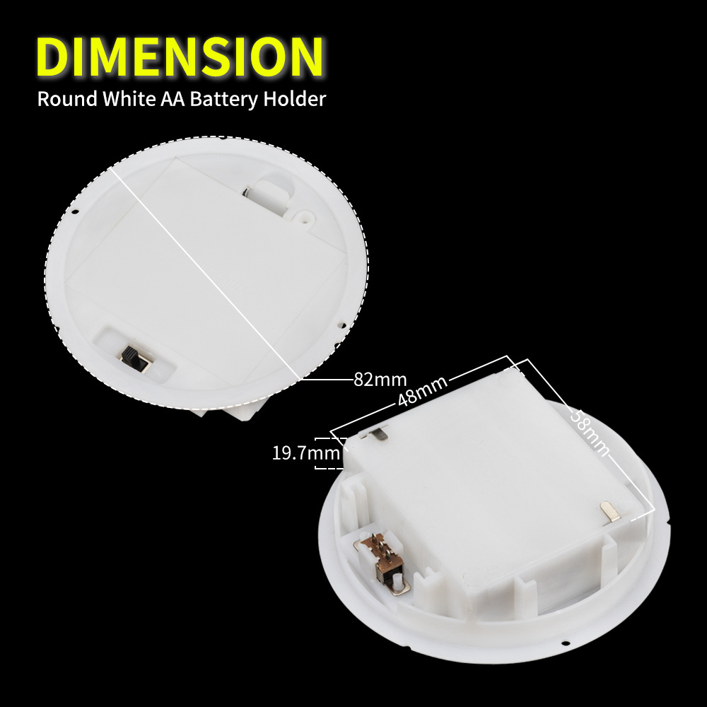 Round Battery Holder 3AA Battery Case White Plastic Housing Panel Mount 4.5V AA Battery Holder With ON/OFF Switch and Cover