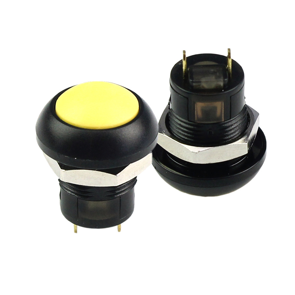 Waterproof 12mm Electrical Self Locking Dome Button 2 Pins Push Button Switch