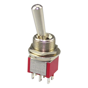 Red Color 6A 125V 6 Pins Toggle Switch DPDT ON-ON Toggle Switch Solder Terminals Large Handle Toggle Switch For Car