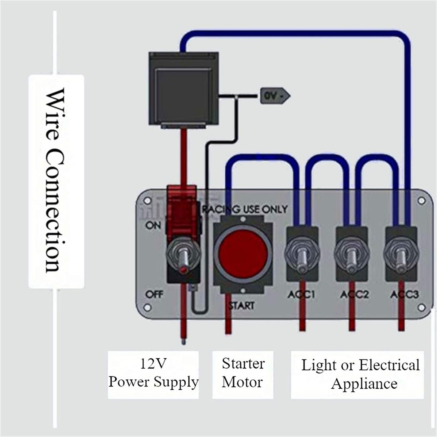 5 in 1 Off Road Light Switch Panel 12V Car Control Panel Switch Illuminated Led ON OFF Racing Ignition Toggle Switch Panel