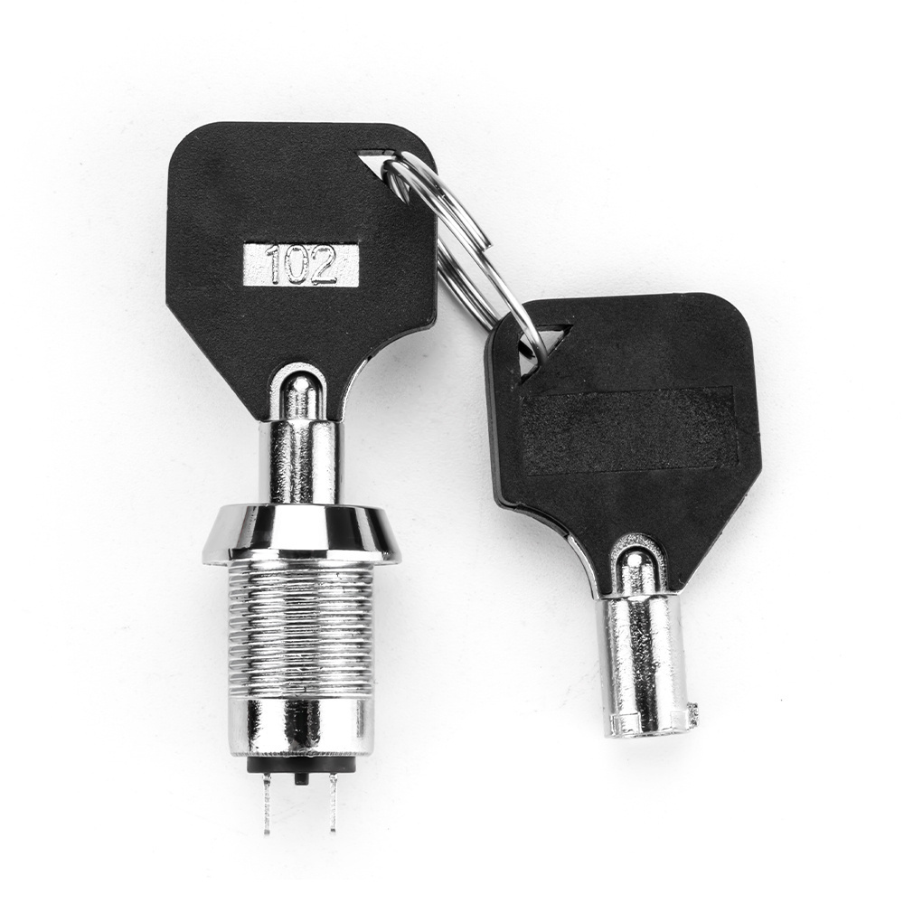 12MM 1NO1NC Door Key Switch 0.5A 250VAC 0.5A 24VDC Tubular Switch Lock 2 Pin ON OFF 2 Position Key Lock