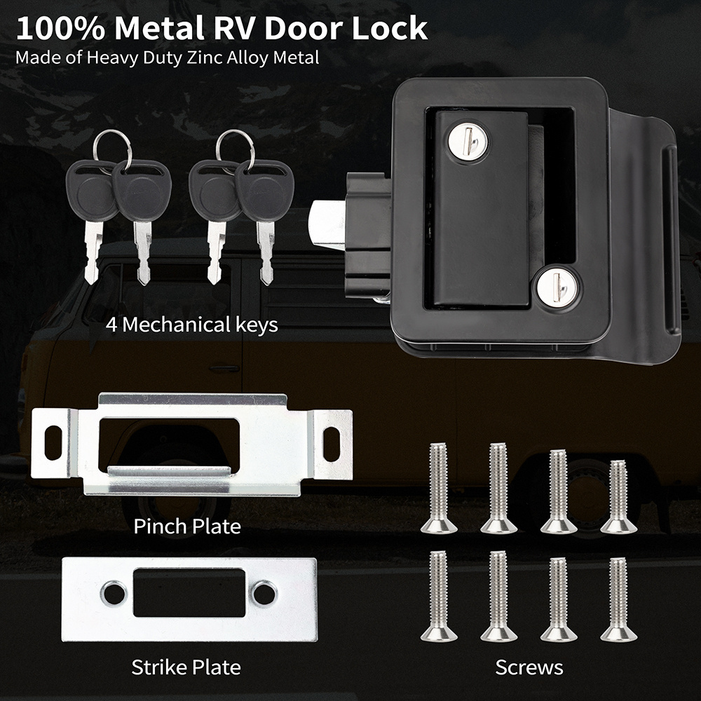 Metal RV Lock Keyless Entry Camper Door Lock Latching Handle RV Keyless Entry Door Lock With Keys For Travel Trailers