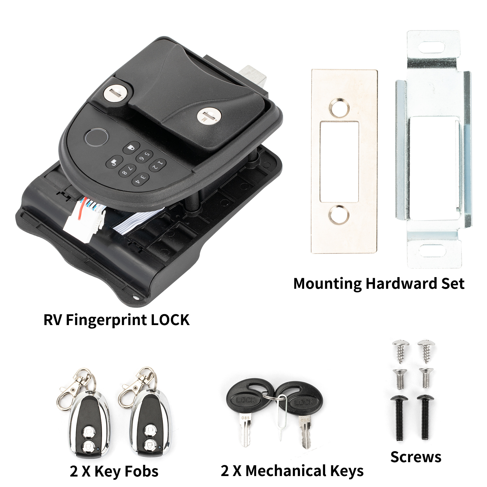 20M Remote Controller RV Keyless Lock Back-lit Keypad RV Entry Door Lock Waterproof Fingerprint RV Door Lock For Travel Trailer