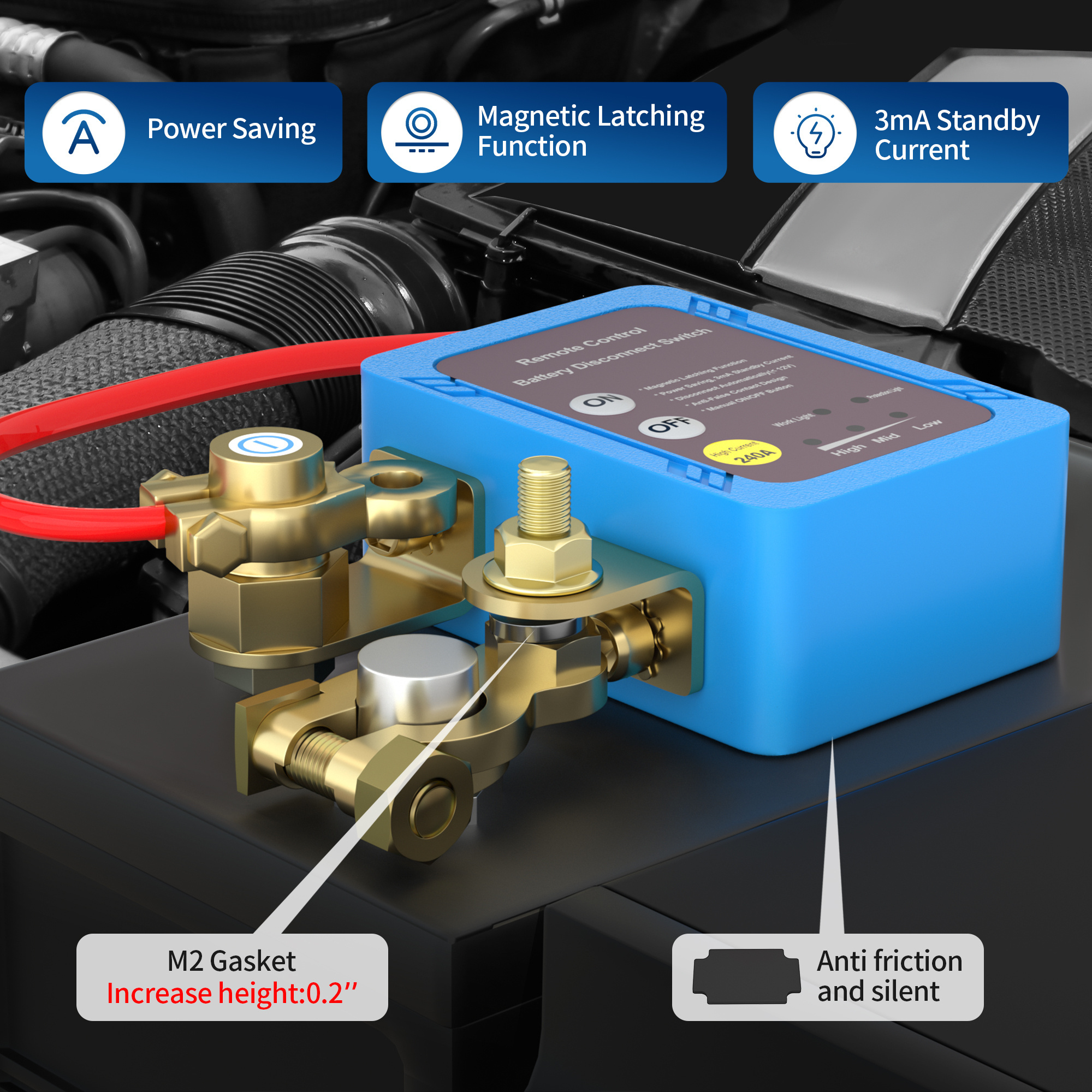 240A Battery Disconnect Switch Isolator Power Saving Battery Disconnect Cut Off Switch Magnetic Latching Relay 12V Remote