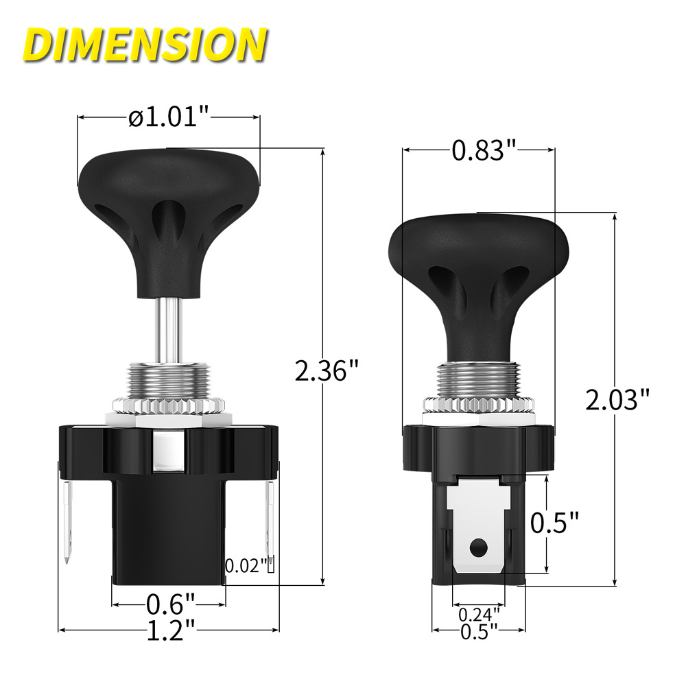 SPST 2PIN Push Pull Light Switch Car Motorcycle Headlight Switch ON-OFF Push Pull Switch 12V To Control Automotive Lights