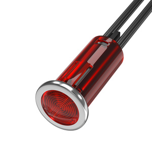 Snap-in Motorcycle Indicator Lights 1/2" Panel Mount Car Indicator Led Light Red 12V Led Indicator Light With 22AWG Wire