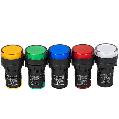 AD16 22DS AC DC 12V 24V 110V 220V LED Colorful Flush Panel Indicator Light 22mm LED Pilot Light Indicator Lamps Screw Terminal BestSuppliers
