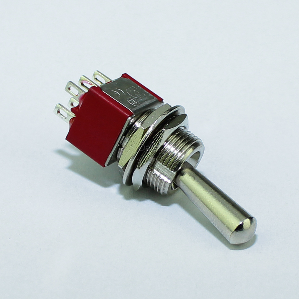 Red Color 6A 125V 6 Pins Toggle Switch DPDT ON-ON Toggle Switch Solder Terminals Large Handle Toggle Switch For Car