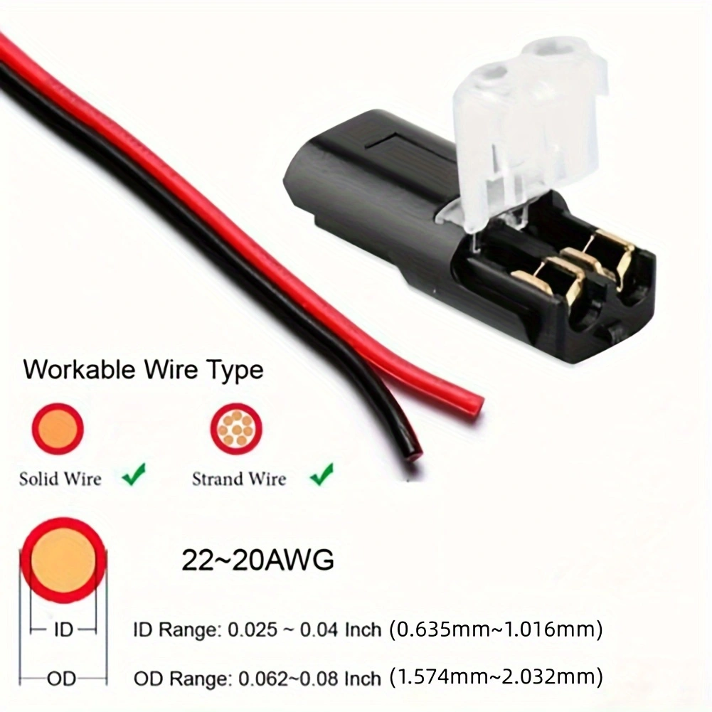 2 Way  Electric Wire Connector Pluggable LED Quick Wire Connector 2 Pin Universal Wire Splice Connector With Locking Buckle