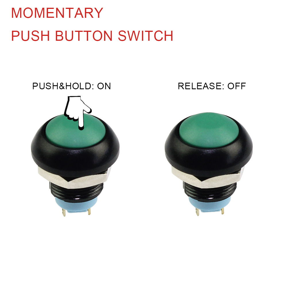 12MM Mini 2pin Dome Button OFF-(ON) Momentary Waterproof Plastic Motorcycle  Push Button Switch