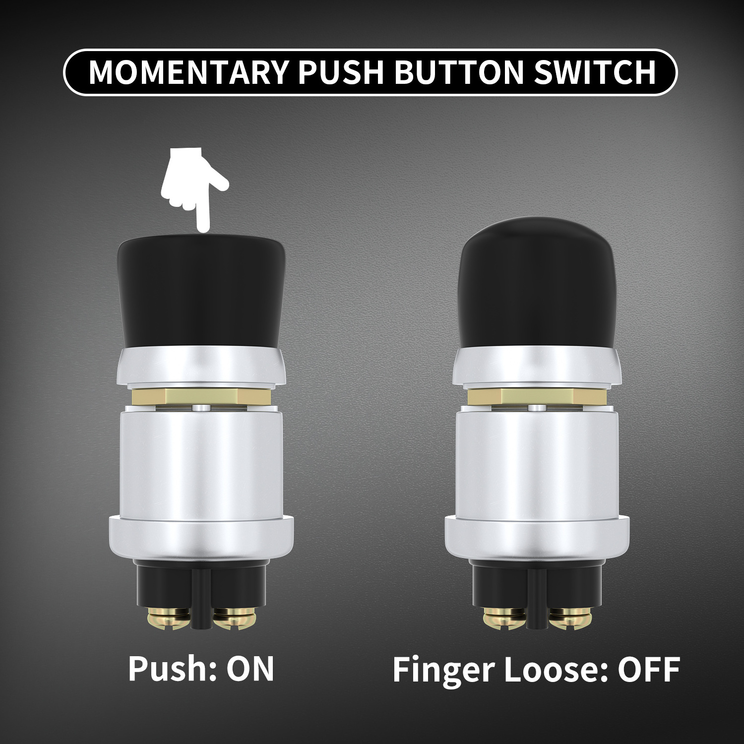 50A 12V/24V Push Start Button 16MM OFF-(ON) Momentary Push Button Switch Waterproof Push Button Starter Switch For Horn Engine