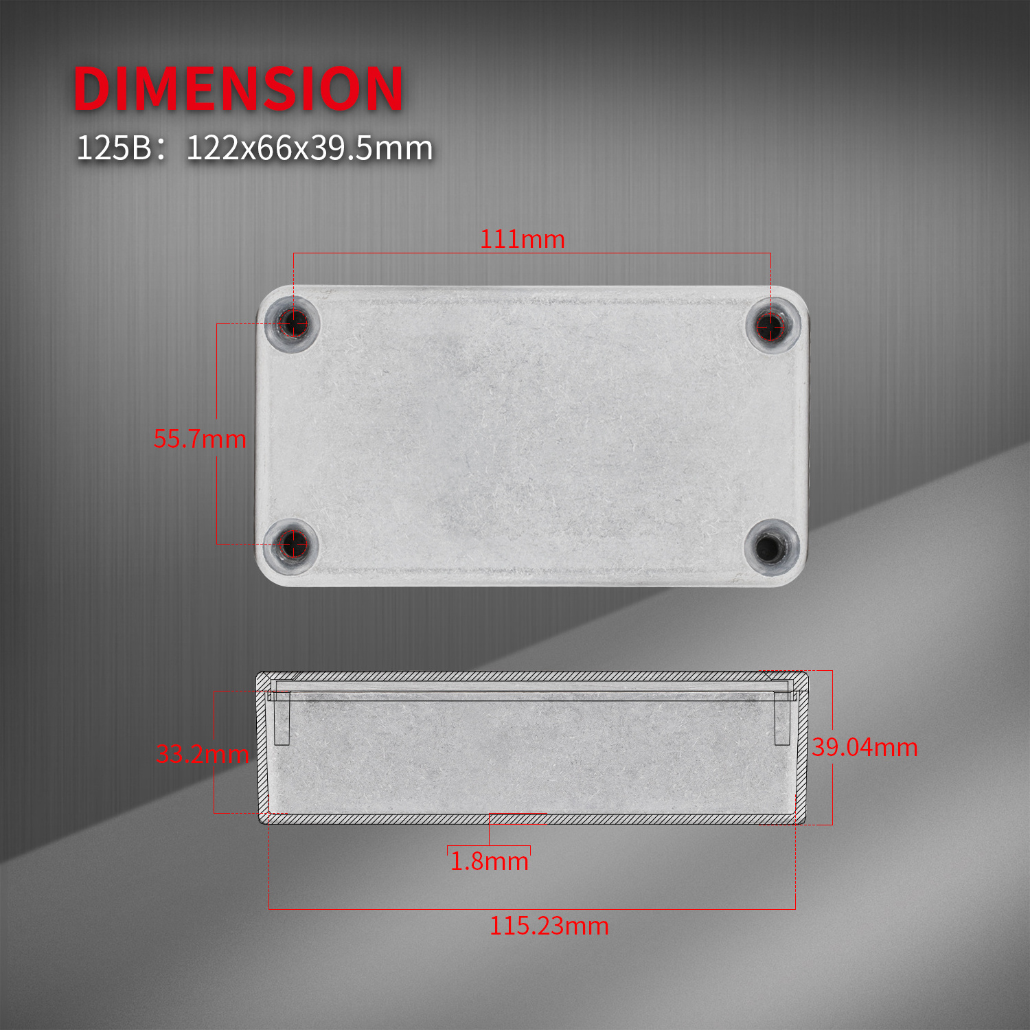 125B 1590N1 Aluminum Guitar Pedal Enclosure 122x66x39.5 MM Metal Stompbox Enclosure Guitar Effect Unfinished Toggle Switch Box