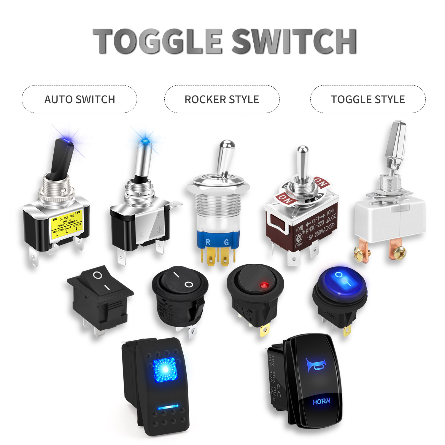 High Quality SPDT ON-OFF-ON Long Handle Heavy Duty Toggle Switch (CE/TUV/QCQ)