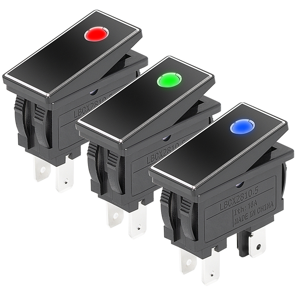 16A 20A Heavy Duty Rocker Switch 4 Pin ON OFF Black Aluminum Actuator Rocker Led Switch Waterproof IP65