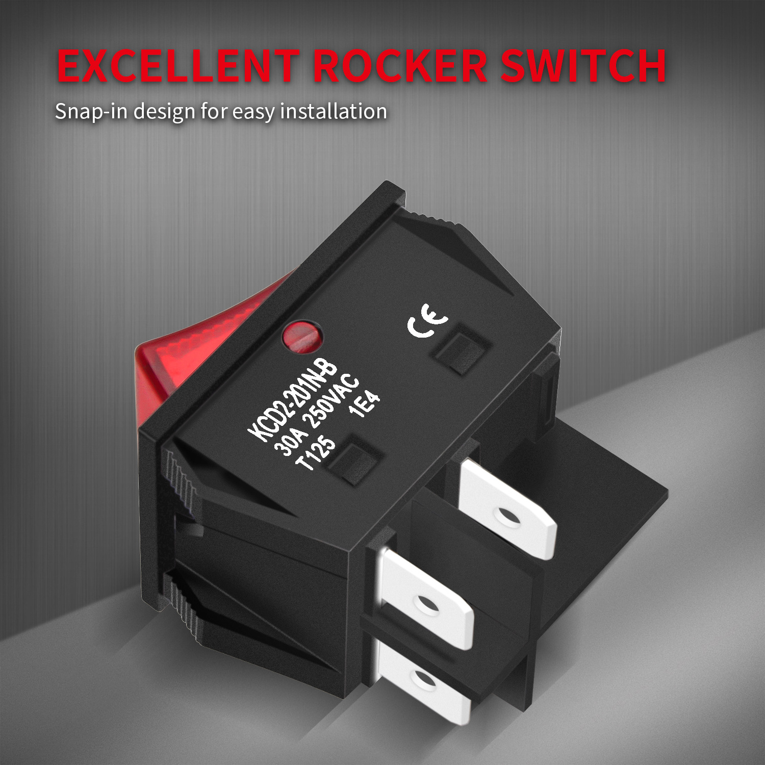 Heavy Duty KCD2 Rocker Switch T125 55 30A Rocker Switch 250VAC Led Rocker Switch 4 Pin With 