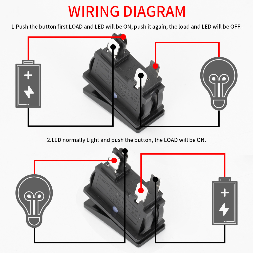 16A 20A Heavy Duty Rocker Switch 4 Pin ON OFF Black Aluminum Actuator Rocker Led Switch Waterproof IP65