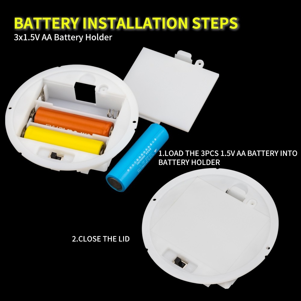 Round Battery Holder 3AA Battery Case White Plastic Housing Panel Mount 4.5V AA Battery Holder With ON/OFF Switch and Cover