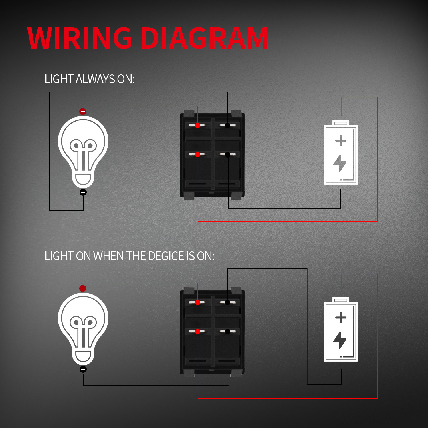 ON-OFF Heavy Duty Led Rocker Switch 4 Pin Rocker Switch 30A 250VAC With Red Green Orange White Blue Led Color