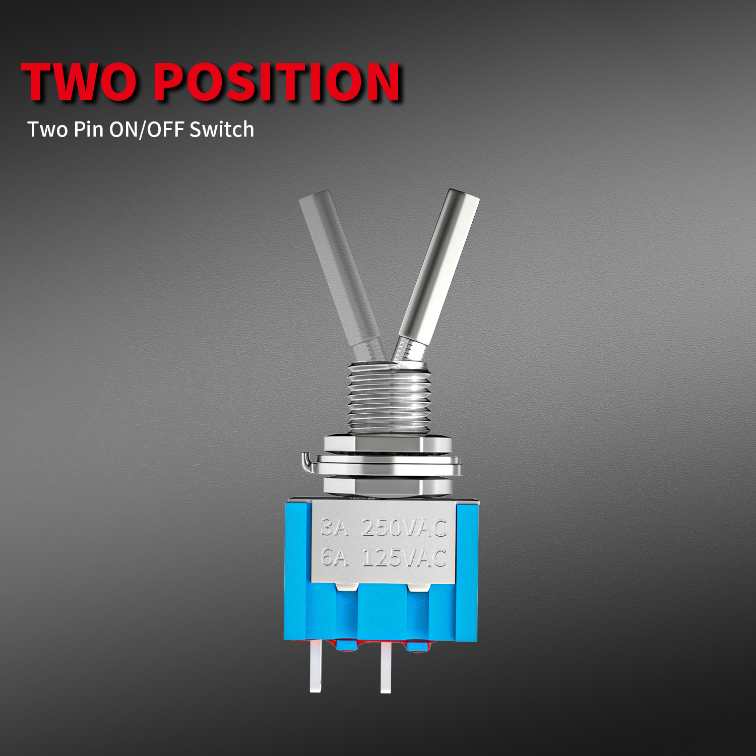 6MM SPST 2 Pin ON-OFF 3A 250V/6A 125V  Mini Flat Handle 12V Toggle Switch with Solder Terminals for Car Truck