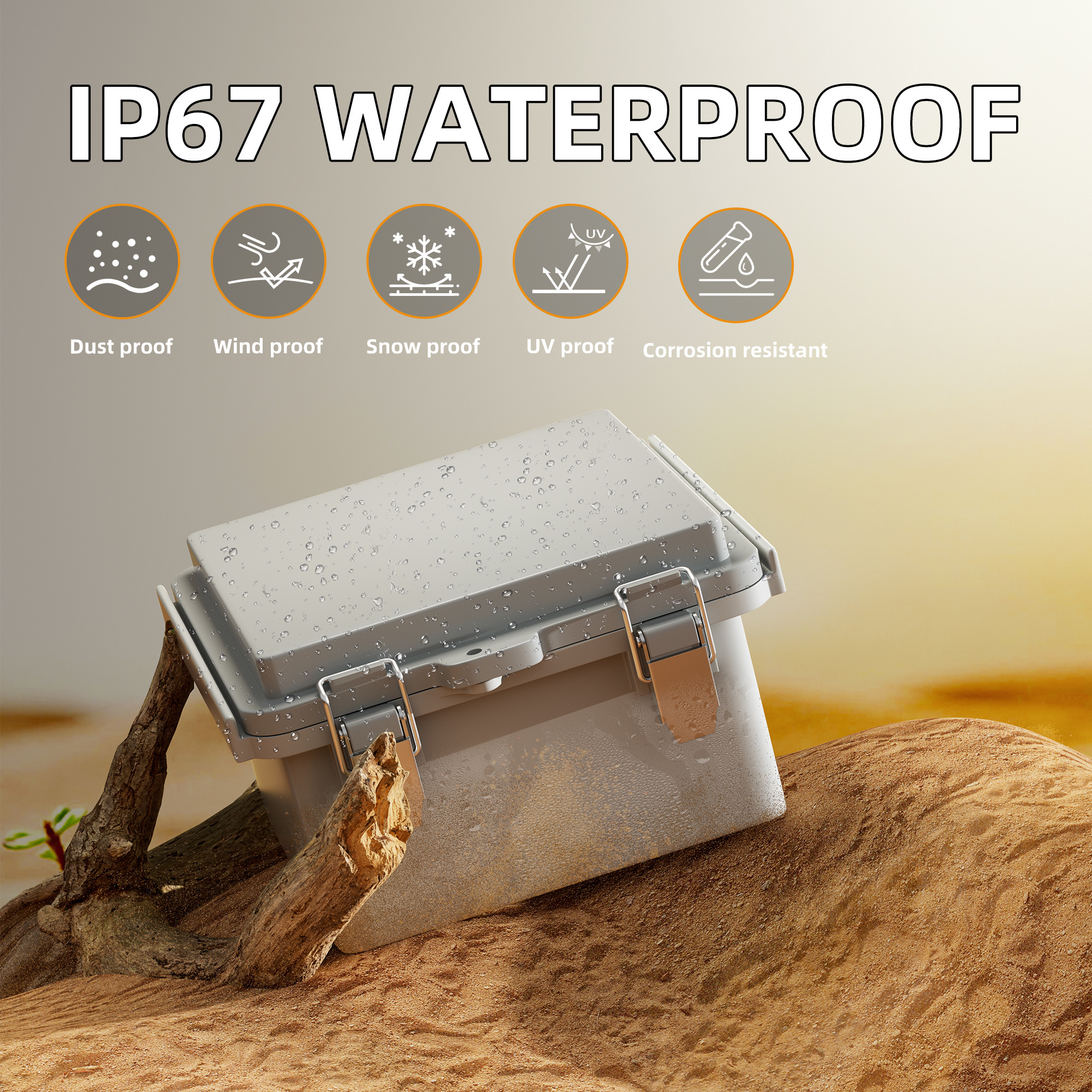 IP67 Waterproof Junction Box Outdoor Electrical Box Plastic Grey Electrical Enclosure For WiFi Electronics Solar Network