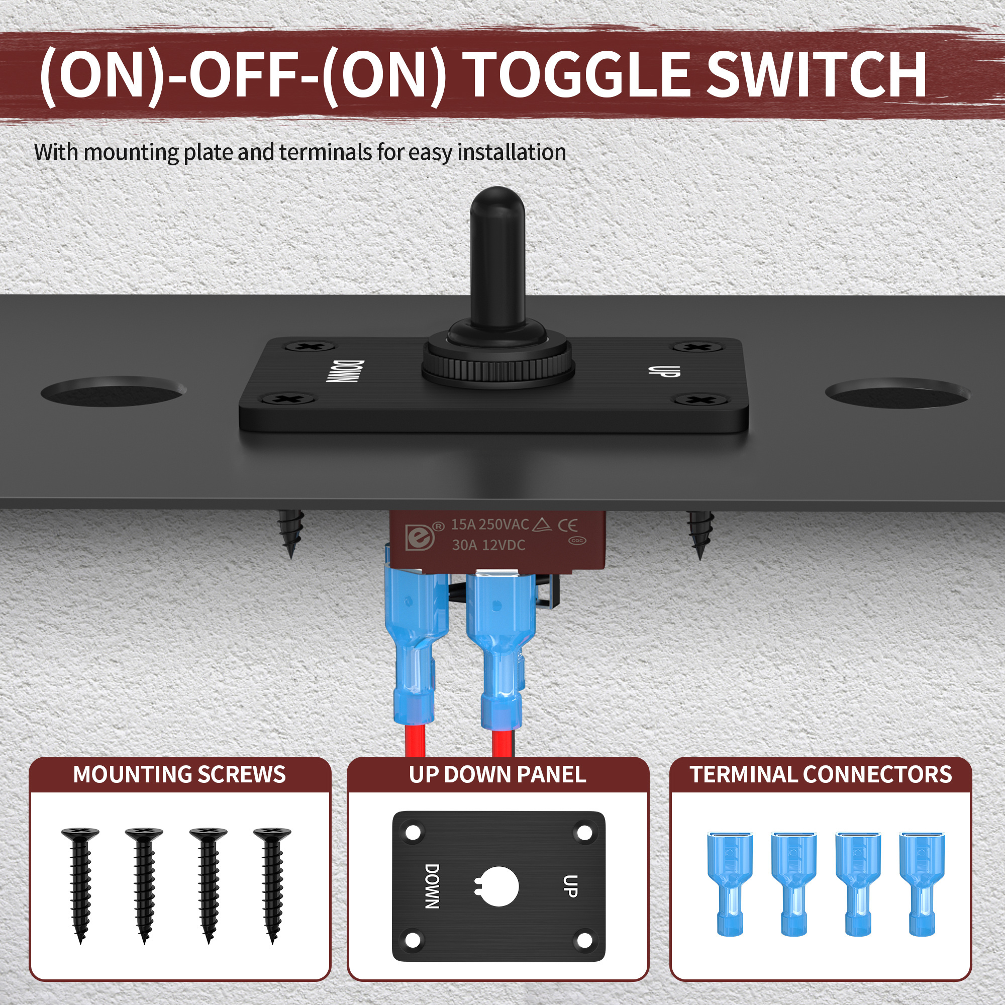 Waterproof 6Pin Toggle Switches 3 Position Medium Toggle Switch (ON)-OFF-(ON) Momentary Toggle Switch With Bracket Panel