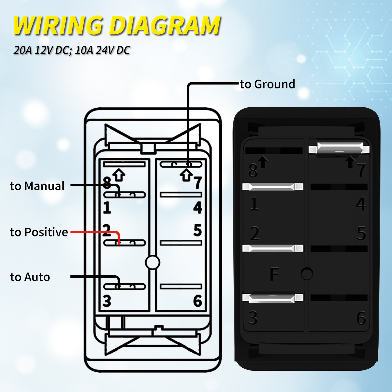 3-Way SPDT ON-OFF-ON Rocker Switch Bilge Pump 12V Marine Float Switches Combination Boat Bilge Pump Float Switch With Led