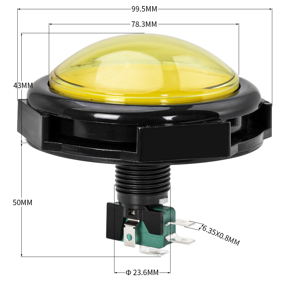 Self-resetting Colorful 12V Led 100mm Push Button Arcade Led Micro Switch Arcade Led Push Square Button With Led