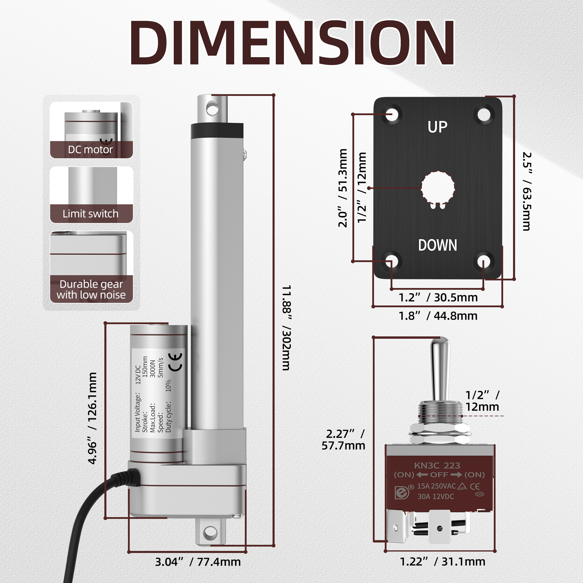 3000N/660lbs Motion Actuator 5.9