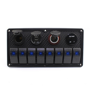 12V 8 Gang Custom Car Switch Panel Marine Switch Panel With Voltmeter USB Ciga Power Socket