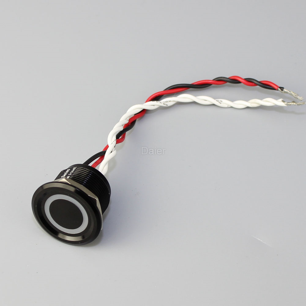 22mm Metal Touch Button Switch Piezo Electric Momentary Switch 12V Waterproof Touch Button Switches with Ring Light