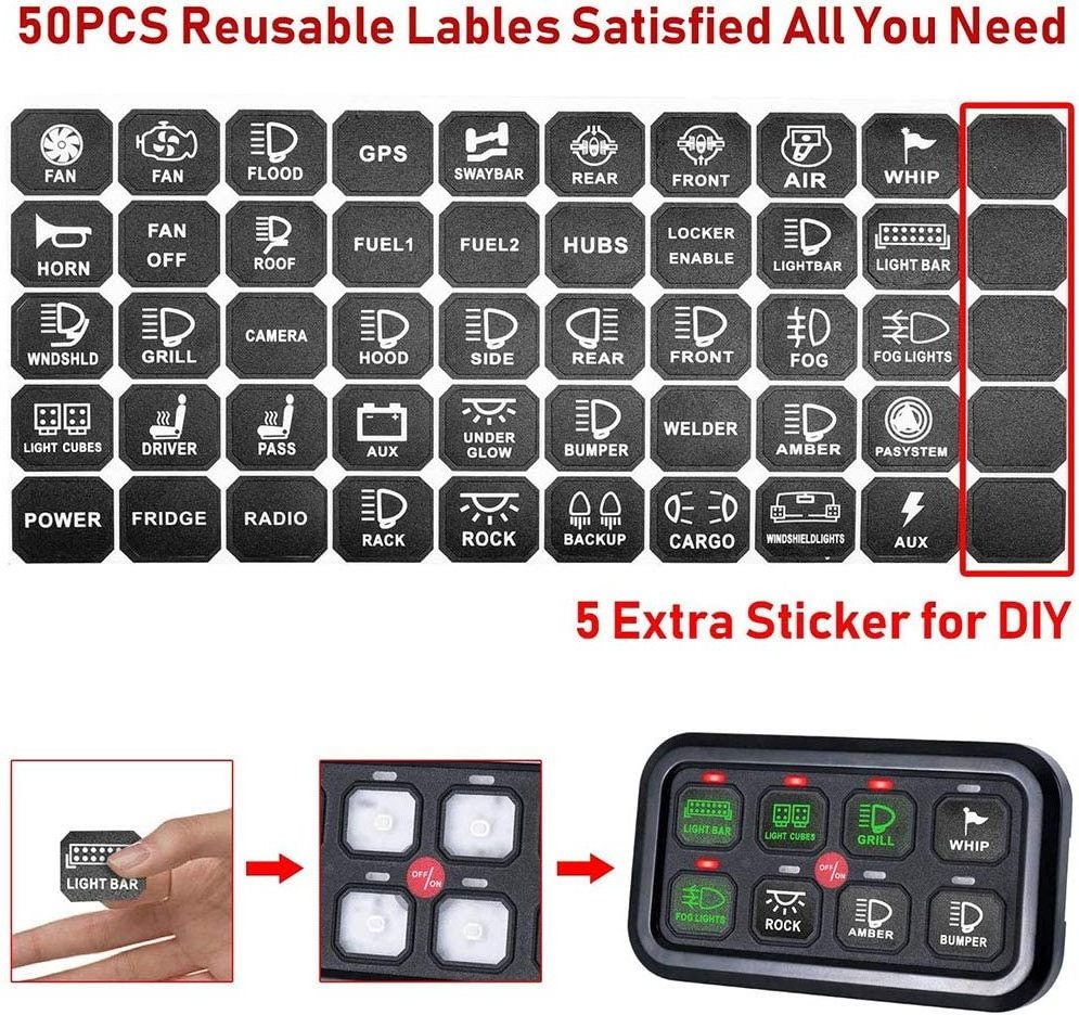 Hot Selling Reasonable Price Panel Membrane Switch Central Control Panel Adjustment Button Switch 8Gang Switch Panel For RV