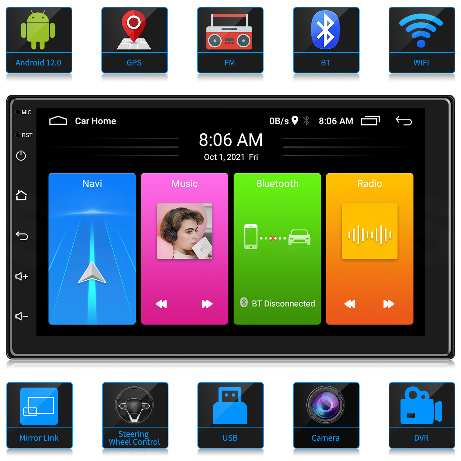 Good quality 2 din 7 inch android 10 touch screen car stereo multimedia player gps navigation android car radio