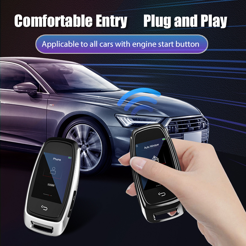 new arrival black tech LCD touch screen remote PKE passive keyless entry key smart remote start engine metal car LCD IPS key