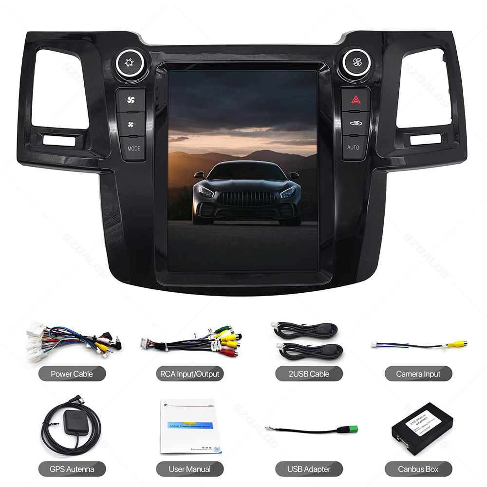 Tesla Style Android Car Radio Audio Player For Toyota Hilux Fortuner 2007-2015 Carplay 4G WiFi GPS 9.7