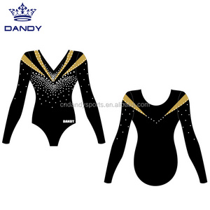 Customized Rhythmic Gymnastic Leotard Girls Black Performance Dance Costumes Elegant Ballet Jumpsuit Leotards