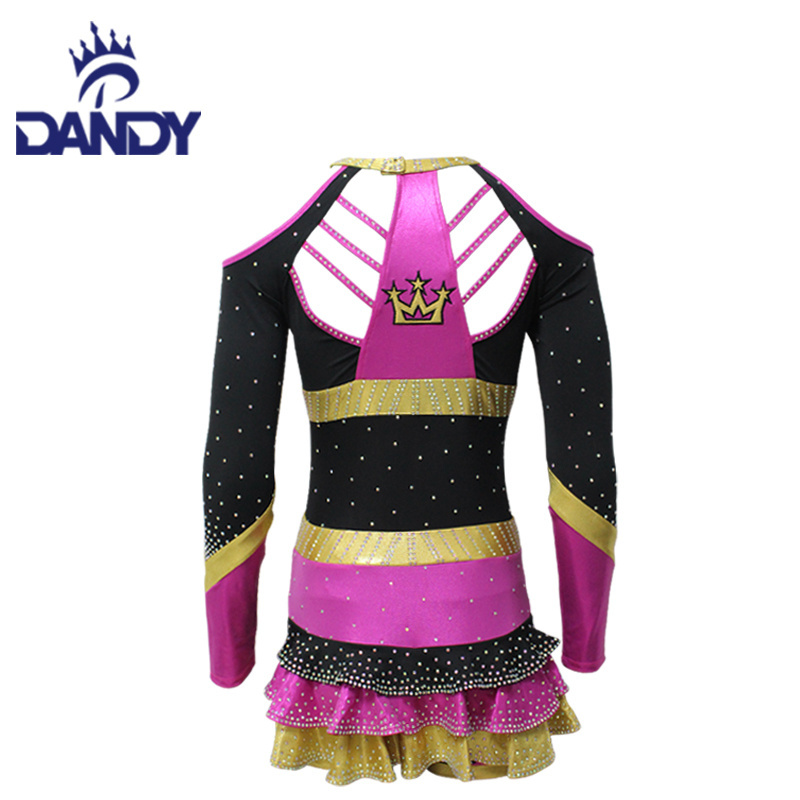 2023 Fashion Style Cheerleading Uniform Girls Pink Cheerleader Uniforms With Rhinestone