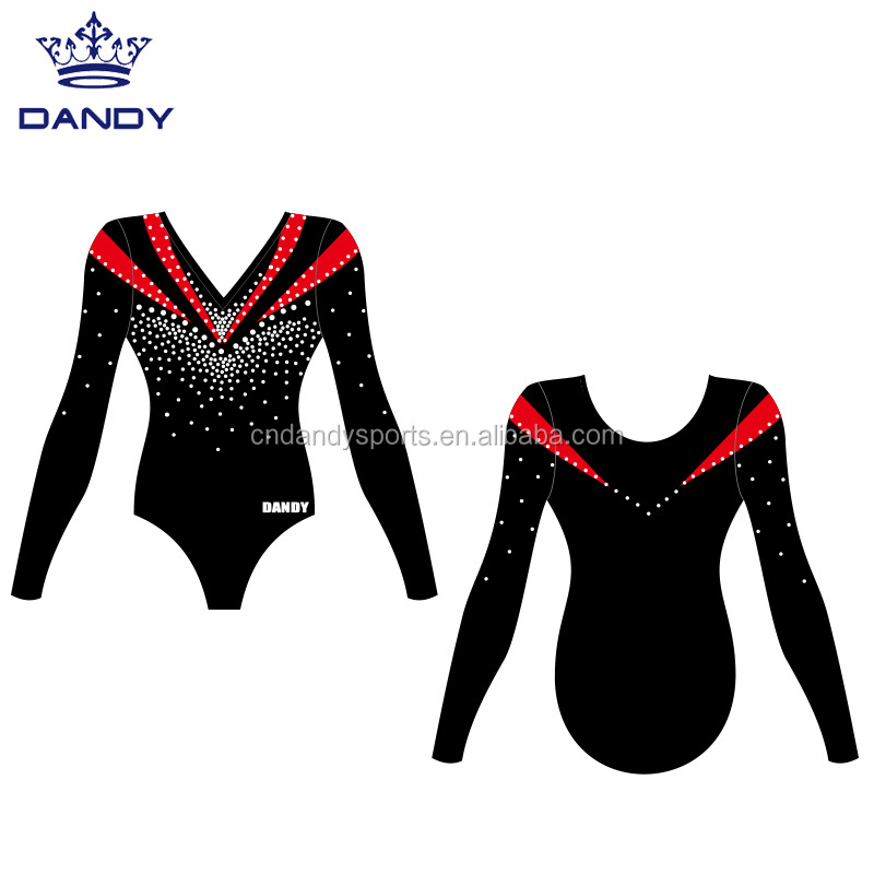 Customized Rhythmic Gymnastic Leotard Girls Black Performance Dance Costumes Elegant Ballet Jumpsuit Leotards