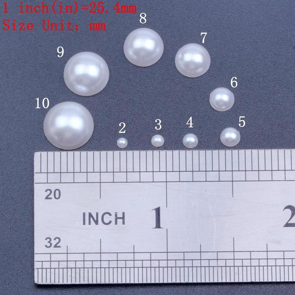 Flat Back Round Pearls 500/Pack Flat Imitation Loose White Glue Resin Beads DIY Jewelry Making Nail Art Craft Ornament