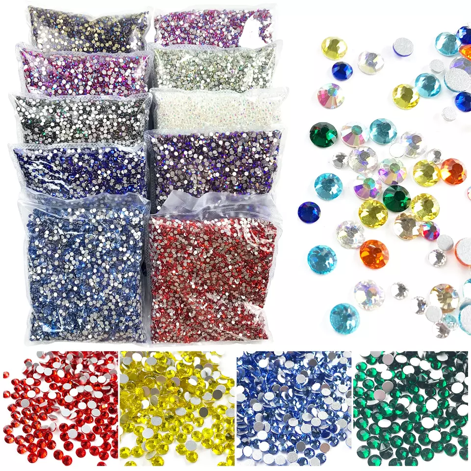 Wholesale Bulk Resin Rhinestones for Clothing Decorations Non Hotfix Crystal Nail Gems Flatback Glue on Rhinestone Accessories