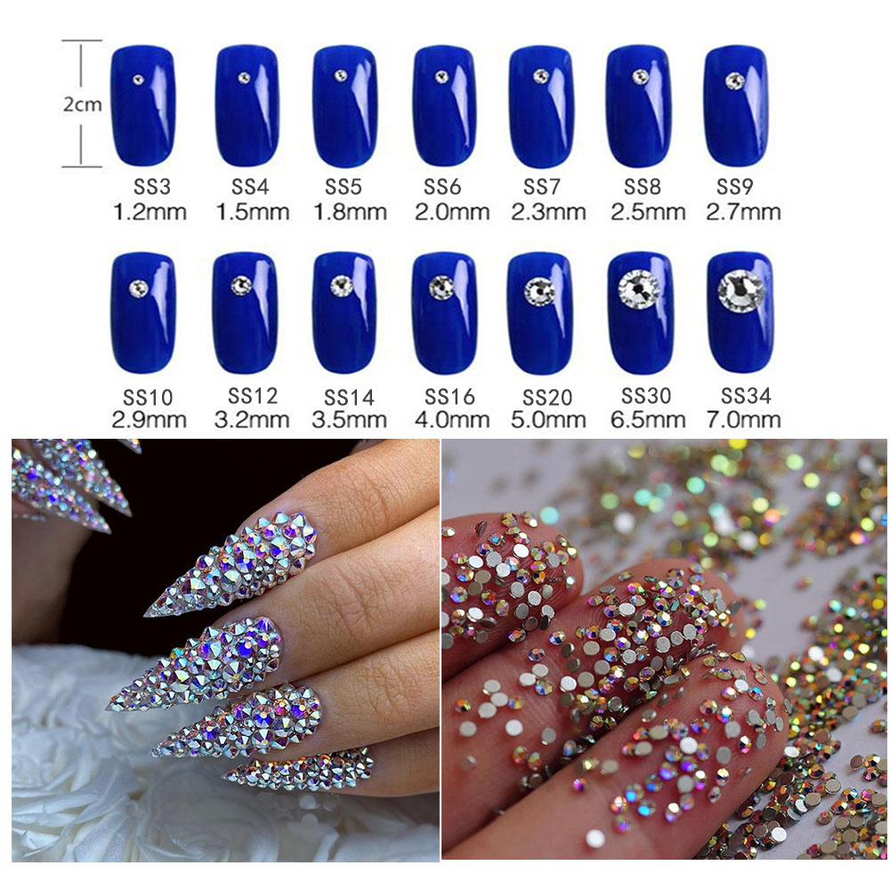 Non Hotfix Rhinestone Crystal AB SS3 SS30 Flat Back NailArt Rhinestones Premium Quality Strass Nail Glitters Garment Stone